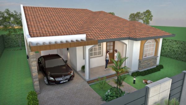 Render aéreo fachada principal 2, diseño casa campestre las palmas