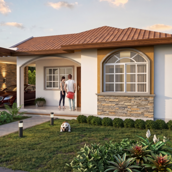 Render fachada principal 2, diseño casa campestre las palmas