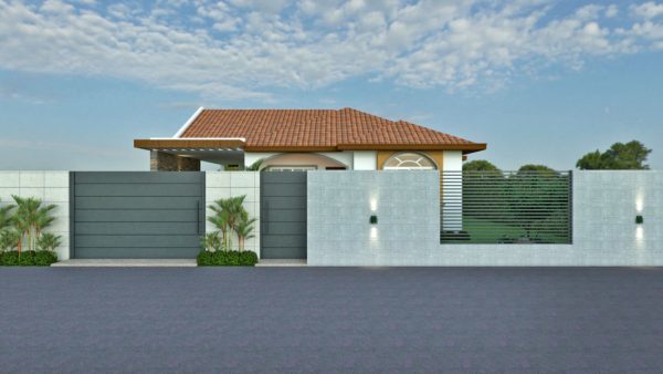 Render cerramiento entrada, diseño casa campestre las palmas