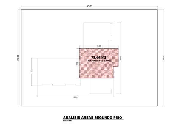 Esquema de áreas segundo piso, diseño casa campestre valle de los girasoles