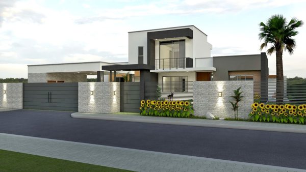 Render exterior, diseño casa campestre valle de los girasoles