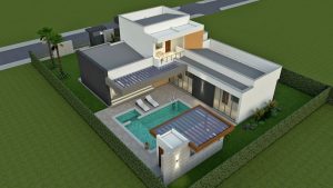 Render exterior zona húmeda 1, diseño casa campestre valle de los girasoles