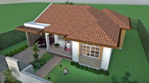 Render aéreo fachada principal 1, diseño casa campestre las palmas