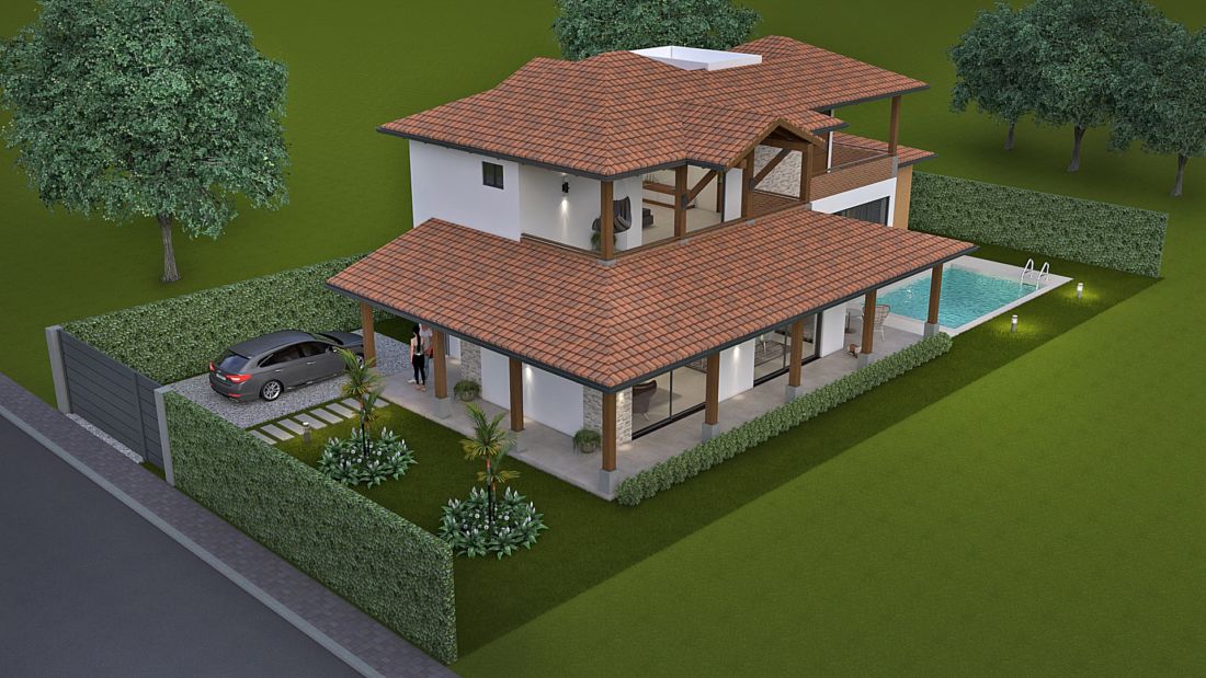 Diseño casa campestre la primavera, terreno 15 X 30 m - Planos de casas