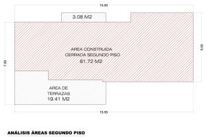 Análisis de áreas segundo piso, Diseño casa campestre la primavera