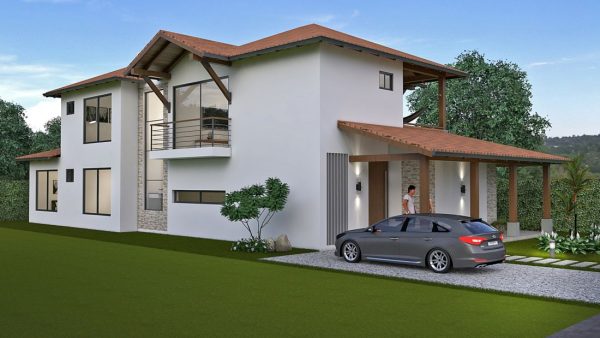 Render exterior 5, Diseño casa campestre la primavera