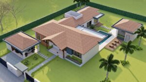 Render vista aérea 1, Diseño casa campestre valles de sevilla