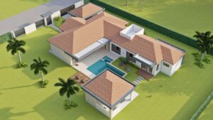 Render vista aérea 2, Diseño casa campestre valles de sevilla
