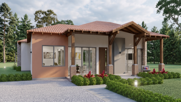 diseño casa campestre el trébol Render fachada principal 1, diseño casa campestre el trébol