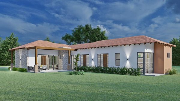 Render exterior 2, diseño casa campestre el trébol