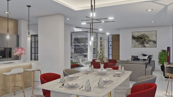 Render interior 3, diseño casa moderna llano grande