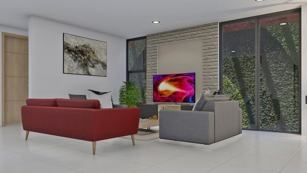 Render interior 5, diseño casa moderna llano grande