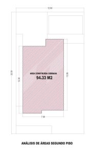 Esquema de áreas segundo piso, diseño casa moderna llano grande