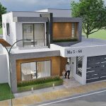 Render exterior 1, diseño casa moderna llano grande