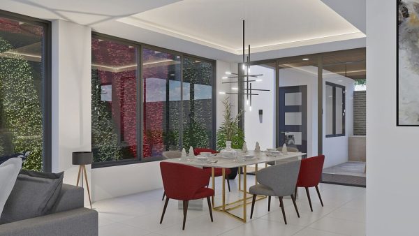 Render interior 2, diseño casa moderna llano grande