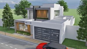 Render exterior 2, diseño casa moderna llano grande