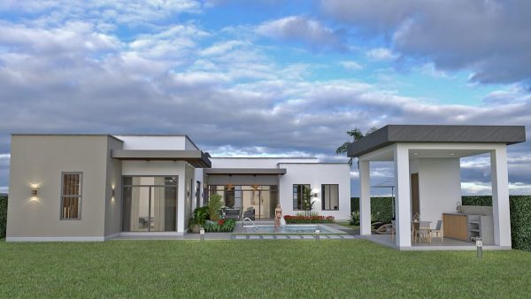 Render exterior piscina 2, Diseño casa campestre Pasieli