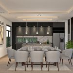 Render comedor - cocina, Diseño casa campestre Pasieli