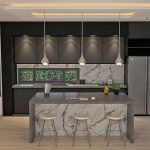 Render cocina, Diseño casa campestre Pasieli