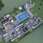 Render aéreo planta arquitectónica, Diseño casa campestre Pasieli