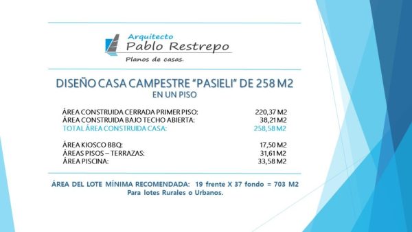 Descripción del Diseño casa campestre Pasieli