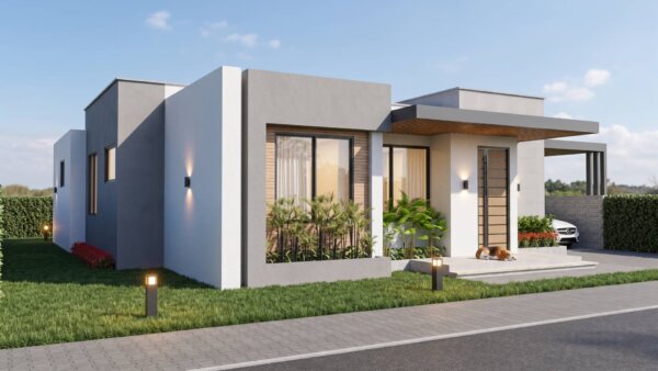 Render fachada 1, Diseño casa moderna la aurora