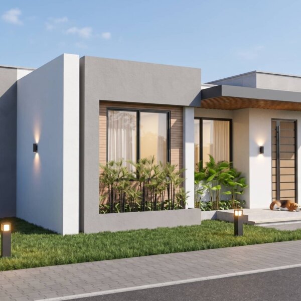 Render fachada 1, Diseño casa moderna la aurora