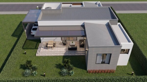 Render perspectiva aérea 5, Diseño casa moderna la aurora