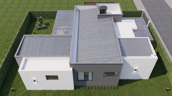 Render perspectiva aérea 6, Diseño casa moderna la aurora