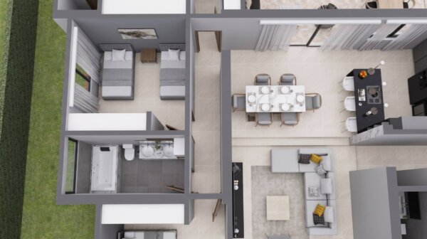 Render planta primer piso, Diseño casa moderna la aurora