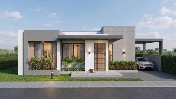 Diseño casa moderna La Aurora Render fachada, Diseño casa moderna la aurora