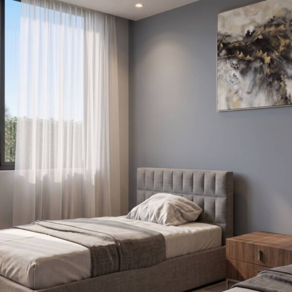 Render interior habitación, Diseño casa moderna la aurora