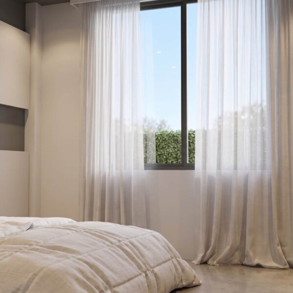 Render interior habitación, Diseño casa moderna la aurora