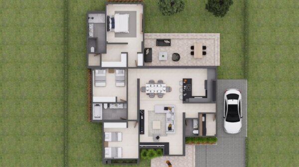 Render fachada 1, Diseño casa moderna la aurora