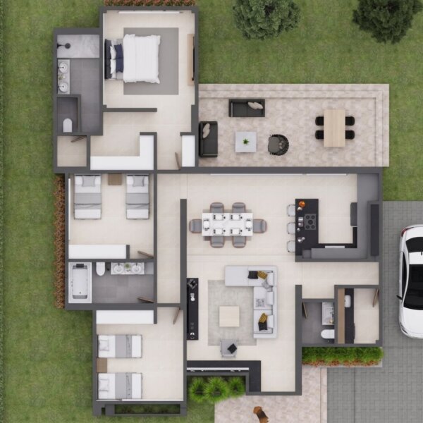 Render fachada 1, Diseño casa moderna la aurora