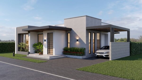 Render fachada 2, Diseño casa moderna la aurora