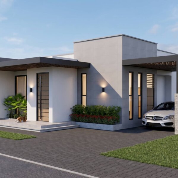 Render fachada 2, Diseño casa moderna la aurora
