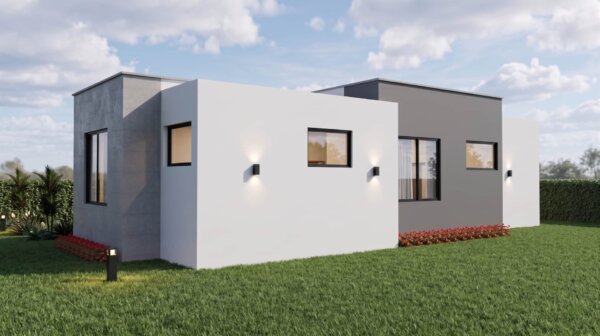 Render exterior, Diseño casa moderna la aurora
