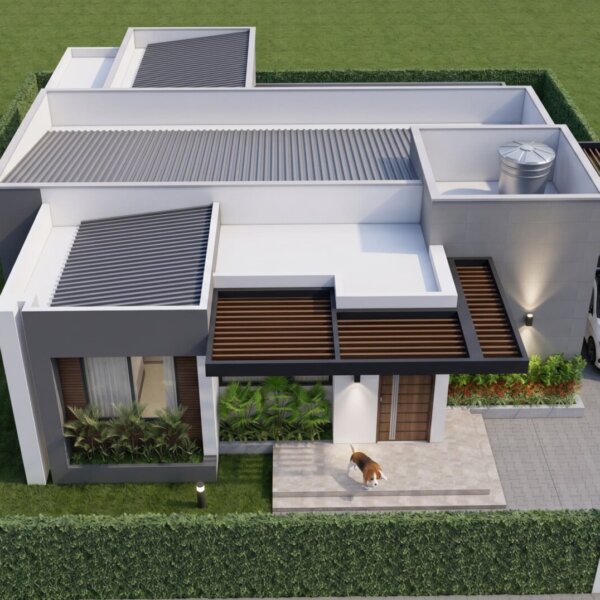 Render perspectiva aérea 2, Diseño casa moderna la aurora