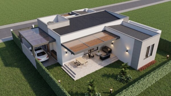 Render perspectiva aérea 4, Diseño casa moderna la aurora
