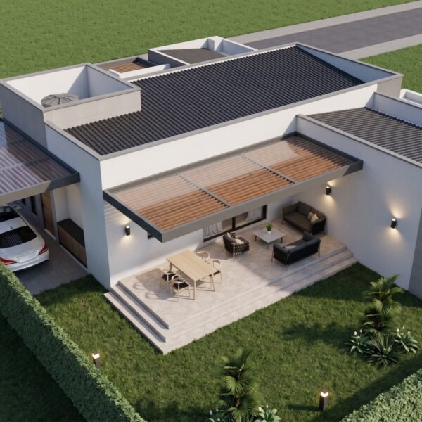 Render perspectiva aérea 4, Diseño casa moderna la aurora
