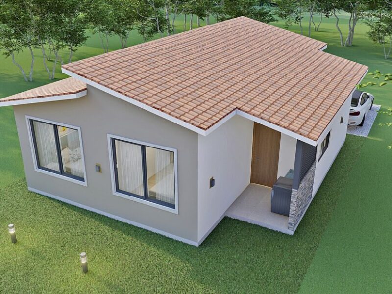 Diseño casa familiar El Bambú en un piso, 87 M2, planos en linea, venta