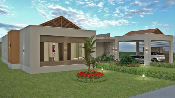 Render fachada principal 1, Diseño casa campestre Bella Terra