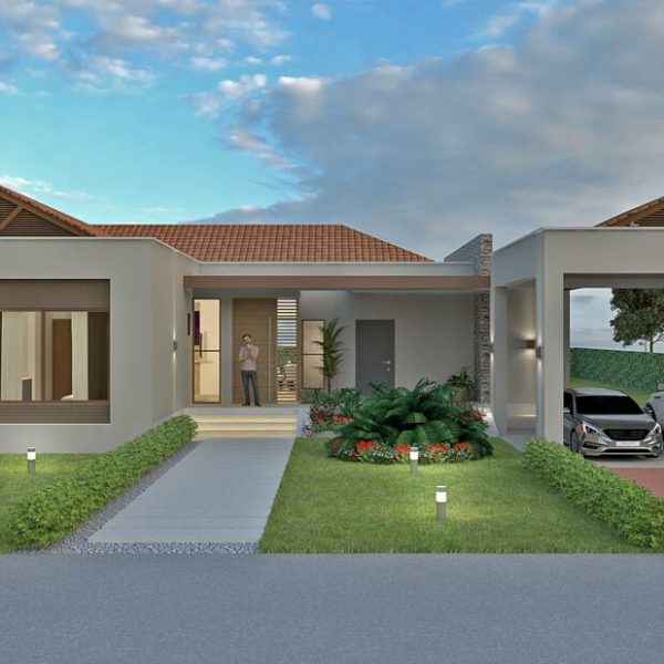 Render fachada principal 2, Diseño casa campestre Bella Terra