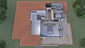 Render perspectiva aérea segundo piso, Diseño casa campestre Altos de Aragón