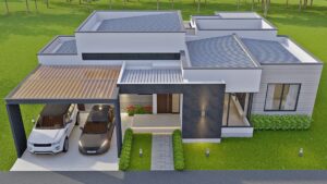 Render exterior 3_ Diseño casa moderna Acuarela