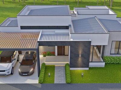 Render exterior 3_ Diseño casa moderna Acuarela