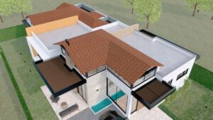 Render exterior 8, vista aérea_ Diseño casa campestre Las Dalias