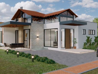 Render exterior 1_ Diseño casa campestre Las Dalias