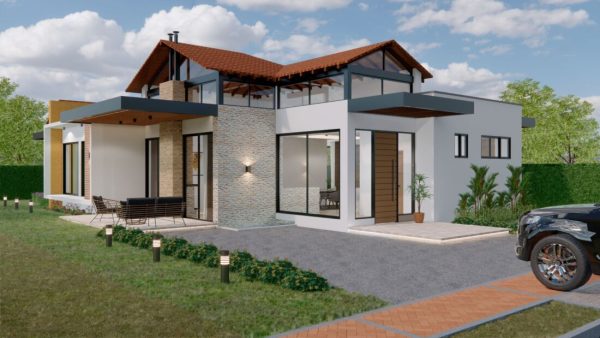 Render exterior 1_ Diseño casa campestre Las Dalias